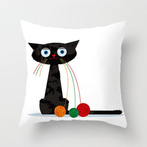 Black Cat Animal Pattern Decorative Pillowcase 45*45 Polyester Cushion Cover Throw Pillow