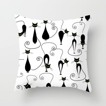 Black Cat Animal Pattern Decorative Pillowcase 45*45 Polyester Cushion Cover Throw Pillow