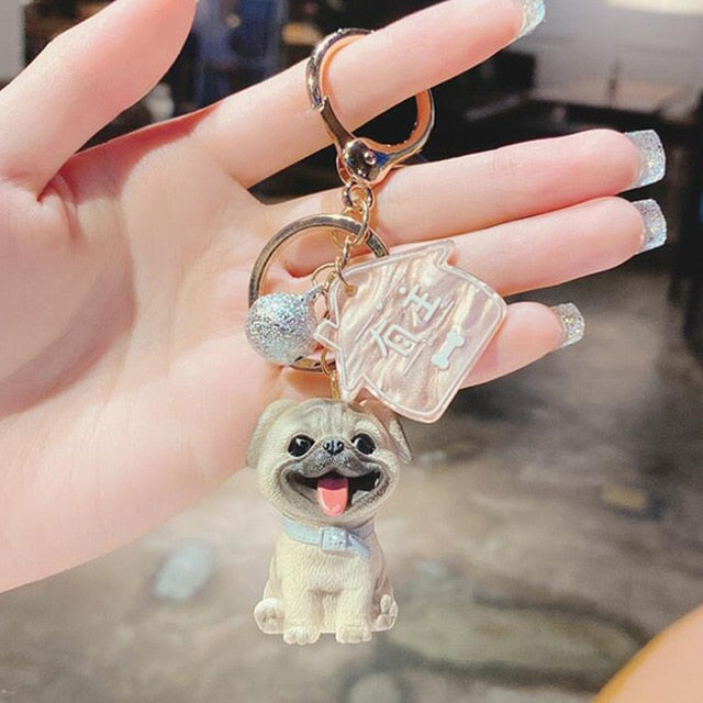 Simulation Dog Keychain Bichon Frise Schnauzer Pet Key Chains Holder Purse for Women Car Keyring Bag Pendant Jewelry Fine Gifts
