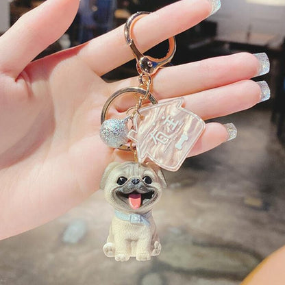 Simulation Dog Keychain Bichon Frise Schnauzer Pet Key Chains Holder Purse for Women Car Keyring Bag Pendant Jewelry Fine Gifts