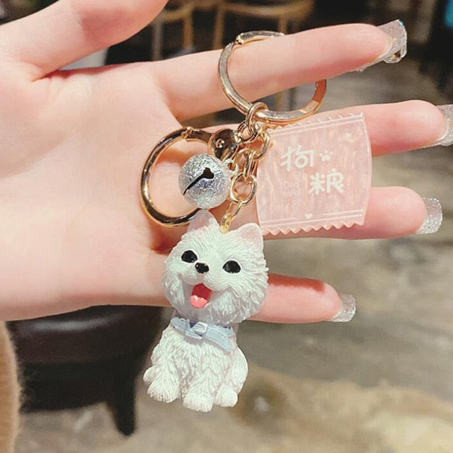 Simulation Dog Keychain Bichon Frise Schnauzer Pet Key Chains Holder Purse for Women Car Keyring Bag Pendant Jewelry Fine Gifts
