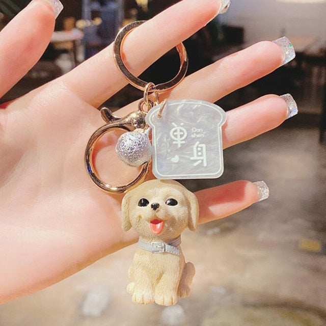 Simulation Dog Keychain Bichon Frise Schnauzer Pet Key Chains Holder Purse for Women Car Keyring Bag Pendant Jewelry Fine Gifts