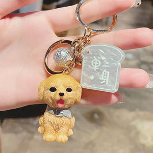 Simulation Dog Keychain Bichon Frise Schnauzer Pet Key Chains Holder Purse for Women Car Keyring Bag Pendant Jewelry Fine Gifts