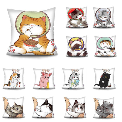 MTMETY Funny Cute Cat Cushion Cover Cartoon Pillowcases for Sofa Home Decoration Pillowcase