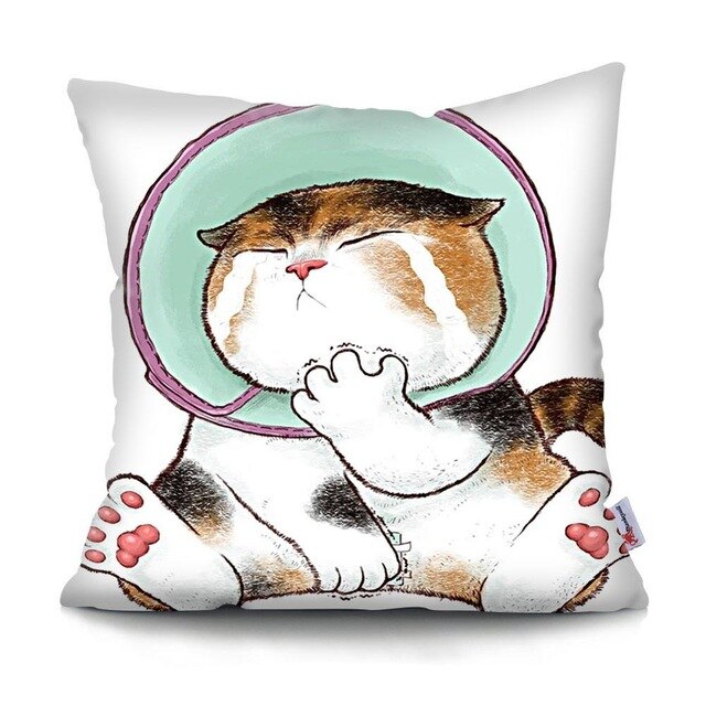 MTMETY Funny Cute Cat Cushion Cover Cartoon Pillowcases for Sofa Home Decoration Pillowcase