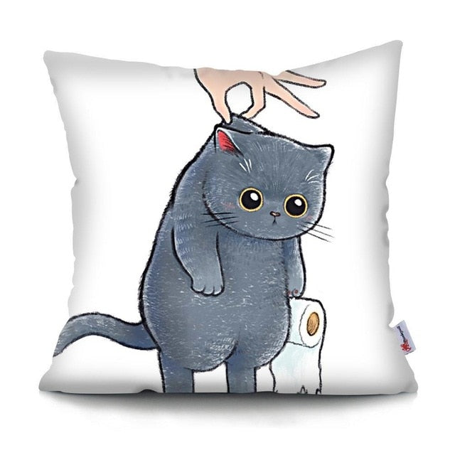 MTMETY Funny Cute Cat Cushion Cover Cartoon Pillowcases for Sofa Home Decoration Pillowcase