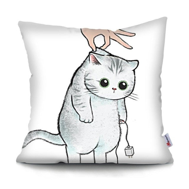 MTMETY Funny Cute Cat Cushion Cover Cartoon Pillowcases for Sofa Home Decoration Pillowcase