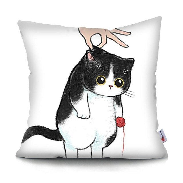MTMETY Funny Cute Cat Cushion Cover Cartoon Pillowcases for Sofa Home Decoration Pillowcase