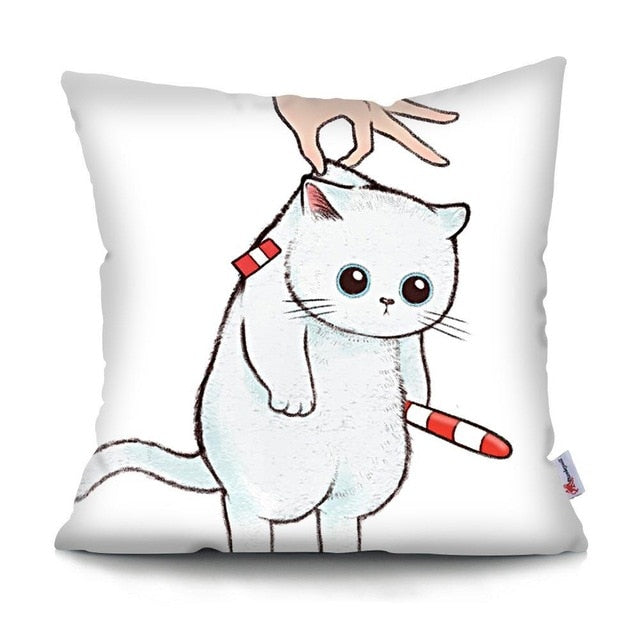 MTMETY Funny Cute Cat Cushion Cover Cartoon Pillowcases for Sofa Home Decoration Pillowcase