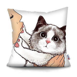 MTMETY Funny Cute Cat Cushion Cover Cartoon Pillowcases for Sofa Home Decoration Pillowcase