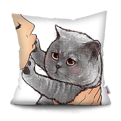 MTMETY Funny Cute Cat Cushion Cover Cartoon Pillowcases for Sofa Home Decoration Pillowcase