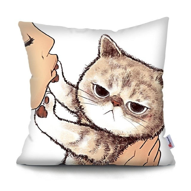MTMETY Funny Cute Cat Cushion Cover Cartoon Pillowcases for Sofa Home Decoration Pillowcase
