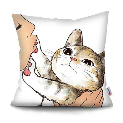 MTMETY Funny Cute Cat Cushion Cover Cartoon Pillowcases for Sofa Home Decoration Pillowcase