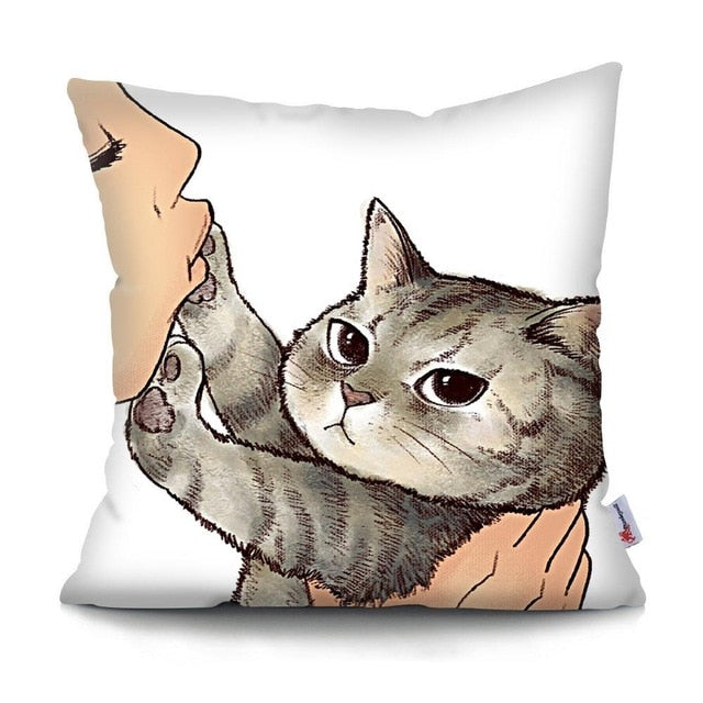 MTMETY Funny Cute Cat Cushion Cover Cartoon Pillowcases for Sofa Home Decoration Pillowcase