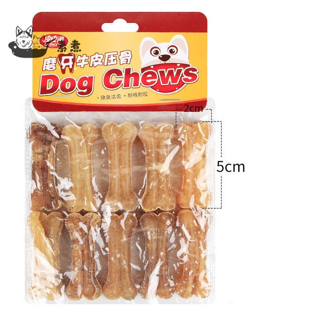 Dog Chews Toys Natural Cowhide Pressing Bone Durable Leather Cowhide Bone Molar Teeth Clean Stick Food Treats Dogs Bones