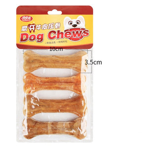 Dog Chews Toys Natural Cowhide Pressing Bone Durable Leather Cowhide Bone Molar Teeth Clean Stick Food Treats Dogs Bones