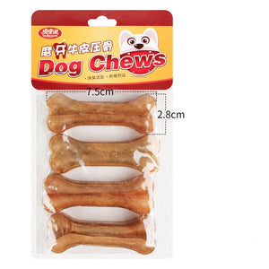 Dog Chews Toys Natural Cowhide Pressing Bone Durable Leather Cowhide Bone Molar Teeth Clean Stick Food Treats Dogs Bones