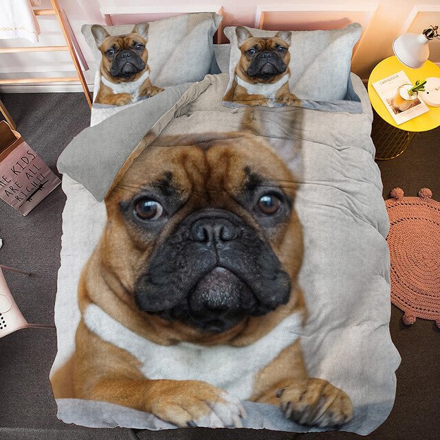 Bulldog Bedding Set Cute Animal Dog Duvet Cover / Pillowcase Quilt Comforter Cover Lovely Home Decor