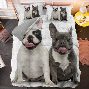 Bulldog Bedding Set Cute Animal Dog Duvet Cover / Pillowcase Quilt Comforter Cover Lovely Home Decor