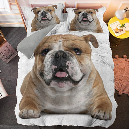 Bulldog Bedding Set Cute Animal Dog Duvet Cover / Pillowcase Quilt Comforter Cover Lovely Home Decor