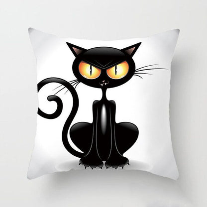 Black Cat Animal Pattern Decorative Pillowcase 45*45 Polyester Cushion Cover Throw Pillow