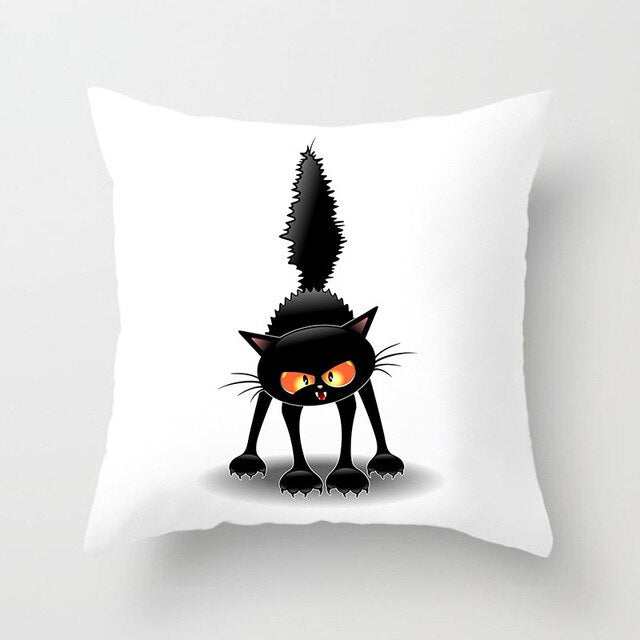 Black Cat Animal Pattern Decorative Pillowcase 45*45 Polyester Cushion Cover Throw Pillow