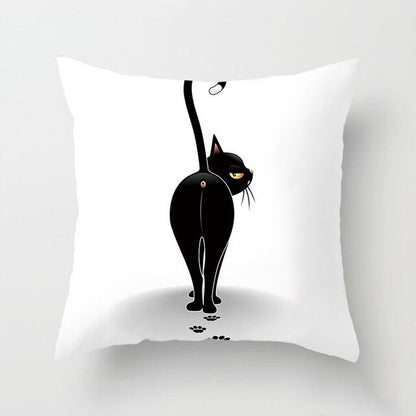 Black Cat Animal Pattern Decorative Pillowcase 45*45 Polyester Cushion Cover Throw Pillow