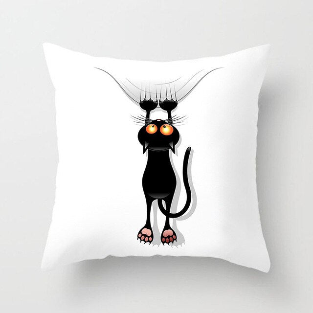 Black Cat Animal Pattern Decorative Pillowcase 45*45 Polyester Cushion Cover Throw Pillow