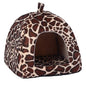 Soft Strawberry Leopard Pet Dog and Cat House Tent Kennel Doggy Warm Cushion Basket Bed Cave