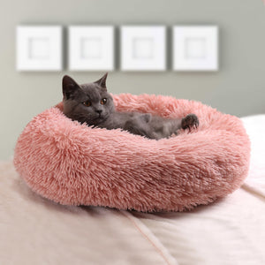 Super Soft Long Plush Warm Lightweight Cat Sleeping Basket Bed Round Fluffy Comfortable Touch Pet Products