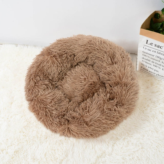 Super Soft Long Plush Warm Lightweight Cat Sleeping Basket Bed Round Fluffy Comfortable Touch Pet Products