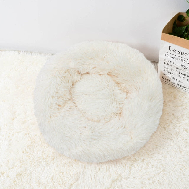Super Soft Long Plush Warm Lightweight Cat Sleeping Basket Bed Round Fluffy Comfortable Touch Pet Products
