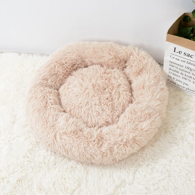 Super Soft Long Plush Warm Lightweight Cat Sleeping Basket Bed Round Fluffy Comfortable Touch Pet Products