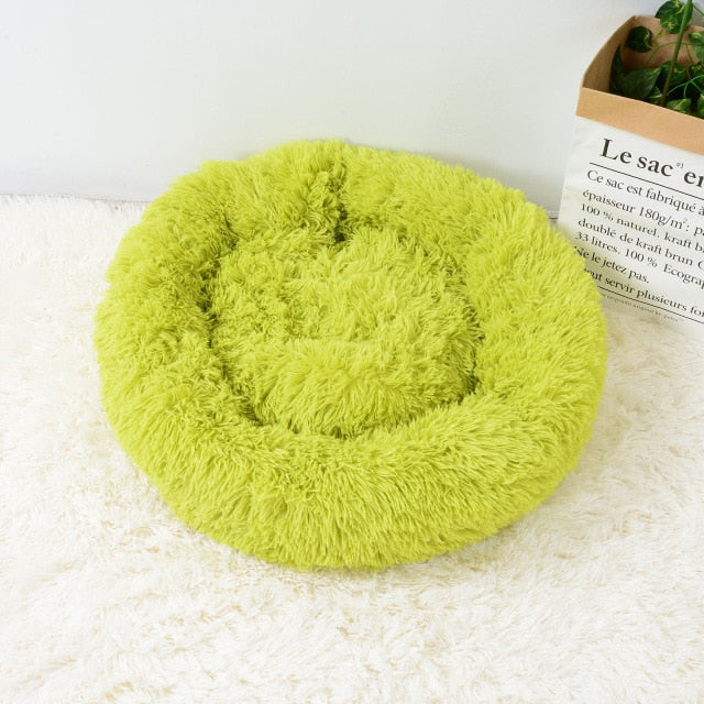 Super Soft Long Plush Warm Lightweight Cat Sleeping Basket Bed Round Fluffy Comfortable Touch Pet Products
