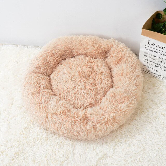 Super Soft Long Plush Warm Lightweight Cat Sleeping Basket Bed Round Fluffy Comfortable Touch Pet Products