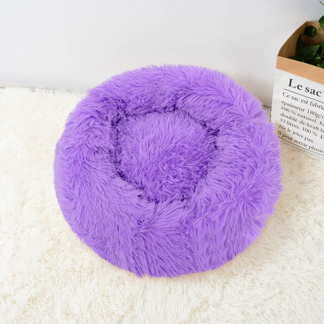 Super Soft Long Plush Warm Lightweight Cat Sleeping Basket Bed Round Fluffy Comfortable Touch Pet Products