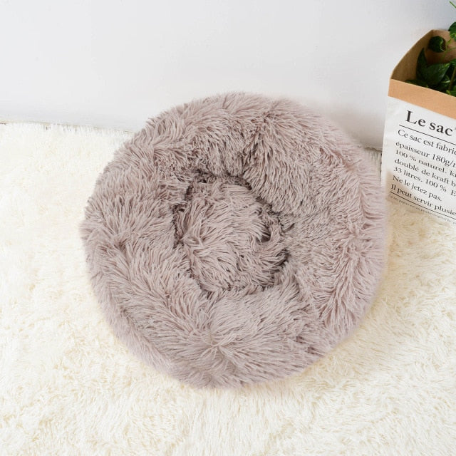 Super Soft Long Plush Warm Lightweight Cat Sleeping Basket Bed Round Fluffy Comfortable Touch Pet Products