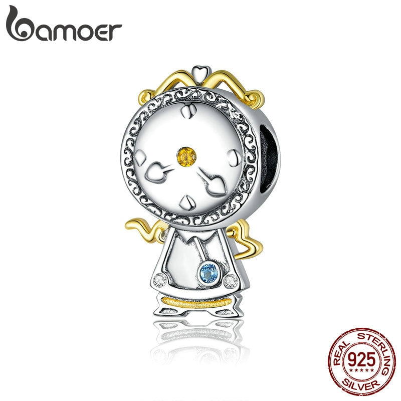 Bamoer 925 Sterling Silver Magic Clock Pets Charm Original Silver Plated Platinum Bracelet