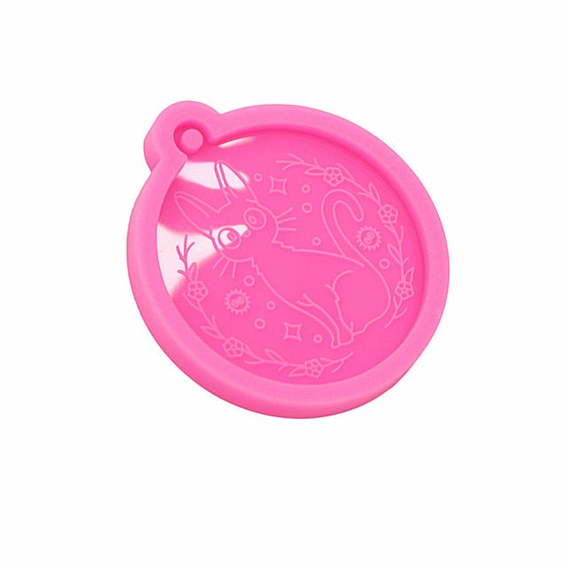 Glossy Cat Keychain Mold Epoxy Resin Craft Jewelry Pendant