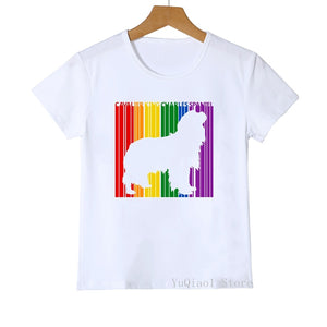 Gay Pride Rainbow Flag Cavalier King Charles Dog Print Unisex T-shirt