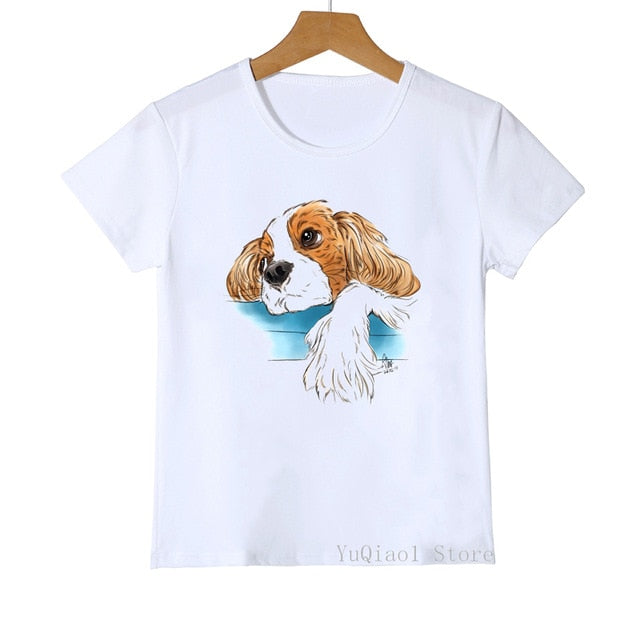 Gay Pride Rainbow Flag Cavalier King Charles Dog Print Unisex T-shirt
