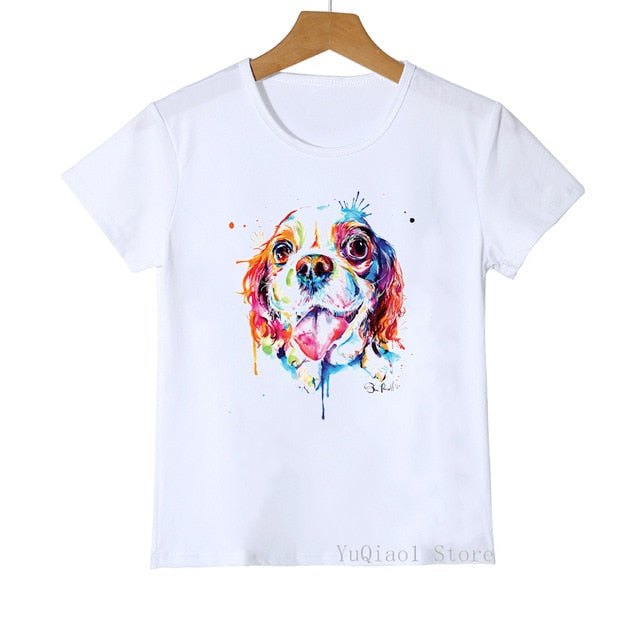 Gay Pride Rainbow Flag Cavalier King Charles Dog Print Unisex T-shirt