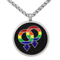 Rainbow Gay Pride Logo Necklace / Round Dog Tag Pendant Unisex Love Jewelry