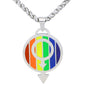 Rainbow Gay Pride Logo Necklace / Round Dog Tag Pendant Unisex Love Jewelry