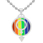 Rainbow Gay Pride Logo Necklace / Round Dog Tag Pendant Unisex Love Jewelry