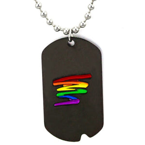 Rainbow Gay Pride Logo Necklace / Round Dog Tag Pendant Unisex Love Jewelry