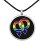 Rainbow Gay Pride Logo Necklace / Round Dog Tag Pendant Unisex Love Jewelry