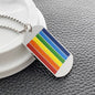 Colorful Pride Rainbow Dog Tag and Chain Stainless Steel Pendents Necklace Big Spacers Jewelry