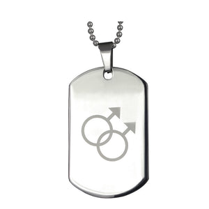 Stainless Steel Dog Tag Pride Pendant Necklace