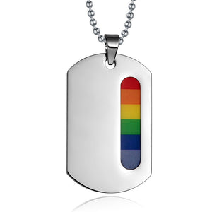 EAMIOR Rainbow Flag Pride Stainless Steel Peace Dog Tag Pendants & Necklaces